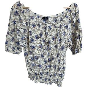 Rue21 Floral Stretchable White Women Top Size XL